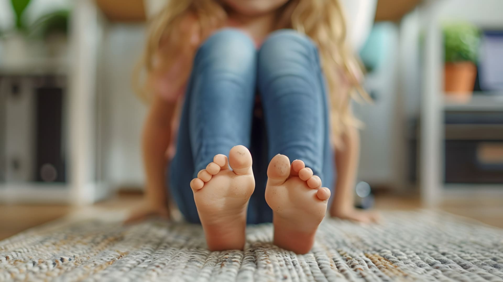 Criança com narcisismo sentada ao chão